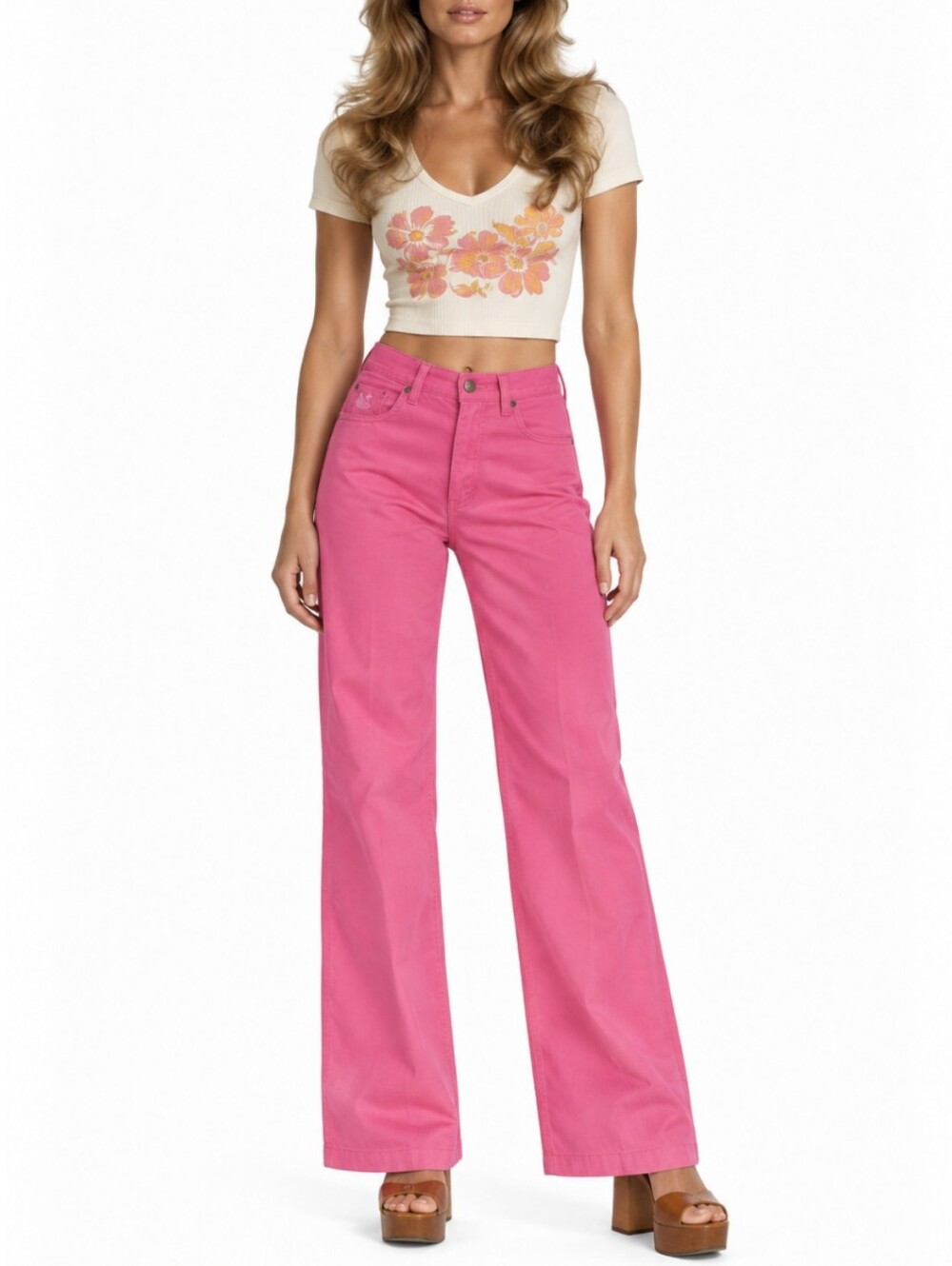 Vtg 70s Gloria Vanderbilt Murjani Hot Pink Flare Jeans 26 High Rise Barbiecore